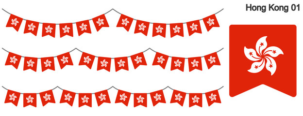 香港の旗のガーラーンド　ベクターデータ（bunting garland）