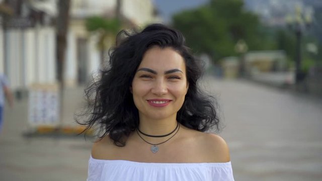 Beautiful tatar girl in white dress