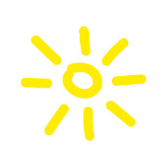 Funny vector doodle sun. Template. Frendly atmosphere. Hand drawn. Stock vector illustration