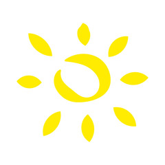 Funny vector doodle sun. Template. Frendly atmosphere. Hand drawn. Stock vector illustration