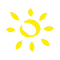 Funny vector doodle sun. Template. Frendly atmosphere. Hand drawn. Stock vector illustration