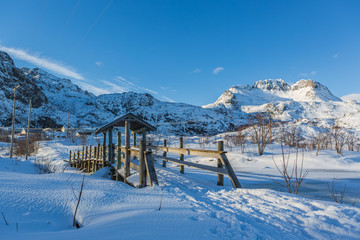 Fototapeta na wymiar Sorvagen village on Lofoten Islands