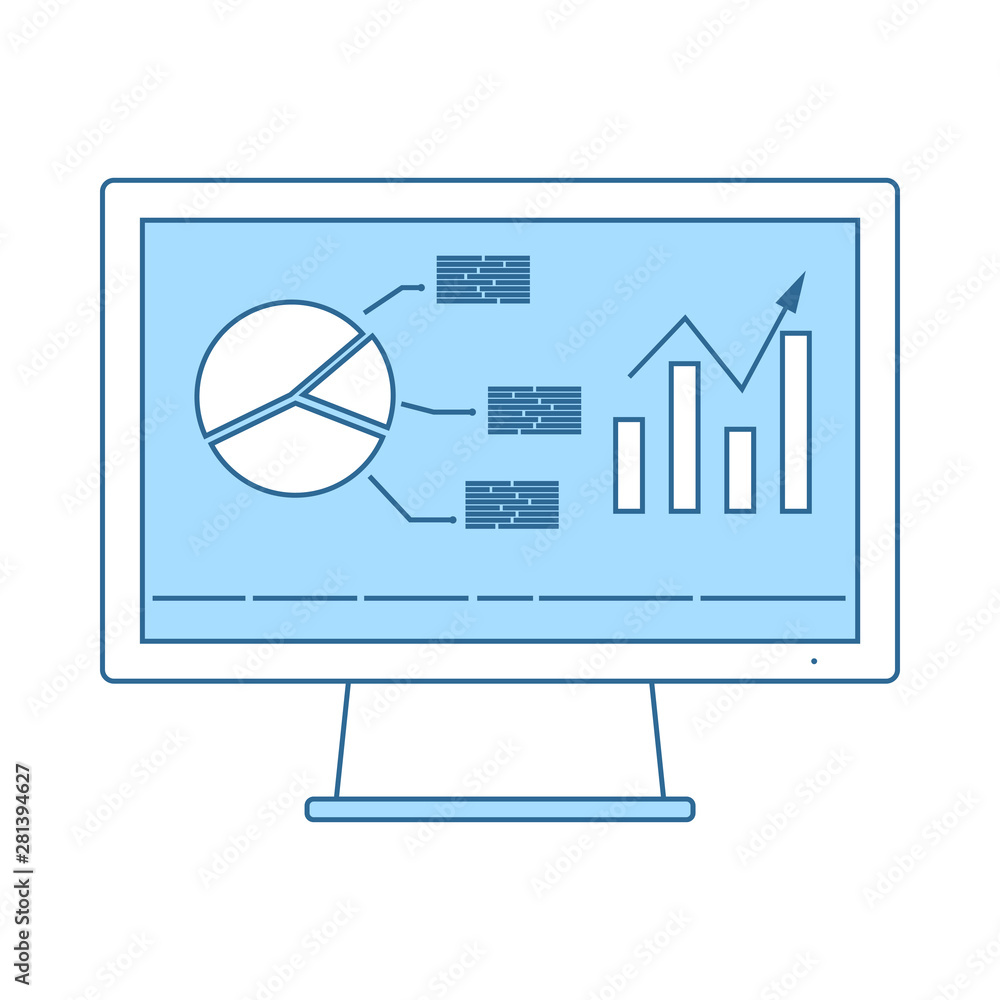 Canvas Prints monitor with analytics diagram icon