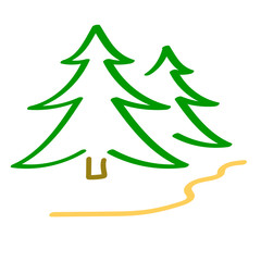 Green spruce on a white background. Vector illustration.