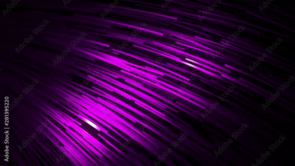 Poster abstract animation of colorful neon straws floating on the black background and changing their color