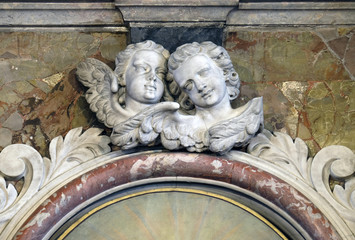 Angels, statue on the main altar in the Saint John the Baptist church in Zagreb, Croatia