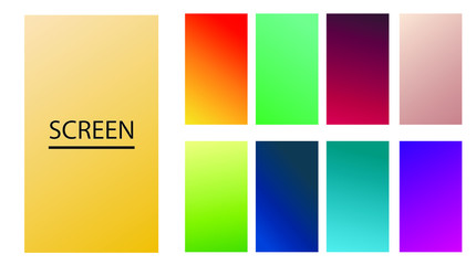 Fototapeta premium Vector EPS 10 Gradient Set. Different colors. Modern Smartphone screen, mobile app Template. Design for Wallpaper, background, banner, flyer, Social media post