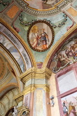 Fototapeta na wymiar Fresco on the ceiling of the Saint John the Baptist church in Zagreb, Croatia