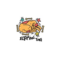 Cute vector illustration of cartoon dog. Print for kids goods.