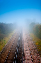 Railway track in the fog