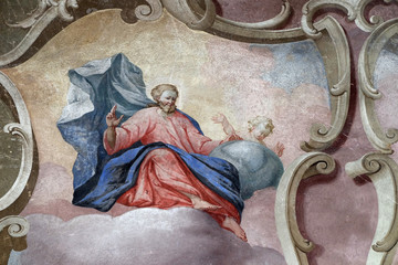 God the Father, fresco on the ceiling of the Saint John the Baptist church in Zagreb, Croatia
