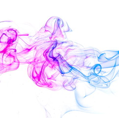 Colored smoke on white background