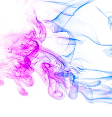 Colored smoke on white background