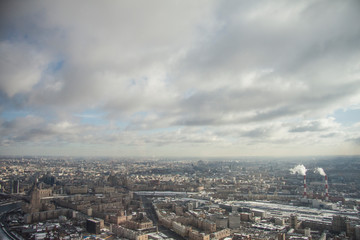Fototapeta na wymiar Top view of big city in the winter.