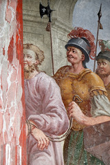 Naklejka premium Jesus condemned to death, fresco on the ceiling of the Saint John the Baptist church in Zagreb, Croatia