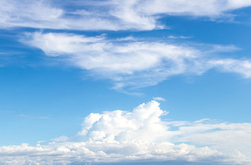 White clouds in the blue sky background in clearing day and good weather day