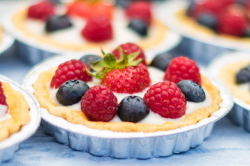 Raspberry and blueberry pie