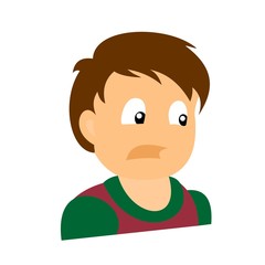 Portrait of a scared boy.  Baby boy color vector illustration. Flat design.
