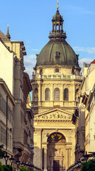 Fototapeta premium Cathedral of Budapest with tower and dome in a sunny day