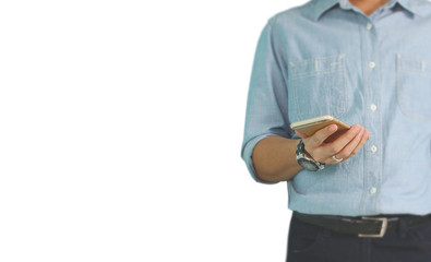  Business man using smartphone in hand
