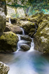 Fototapeta premium Landscape: Italy, waterfalls on the stream near Florence - long exposure