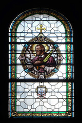 Saint Mark Krizin, stained glass window in the Saint John the Baptist church in Zagreb, Croatia