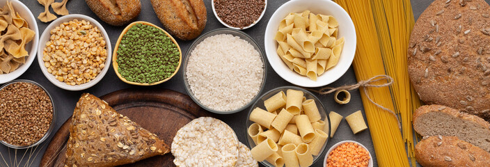 Gluten free products for every day nutrition on wood