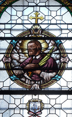 Saint Mark Krizin, stained glass window in the Saint John the Baptist church in Zagreb, Croatia