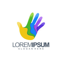 Obraz premium colorful hand logo design vector illustration