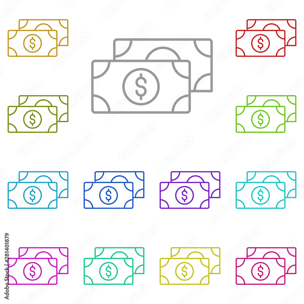Poster dollars multi color icon. simple thin line, outline vector of saving money icons for ui and ux, webs