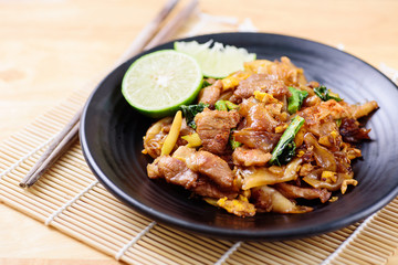Thai food, stir fried rice noodle in soy sauce (Pad See Ew)