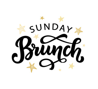 Sunday Brunch Calligraphy Vector Logo Badge, Invitation Logotype