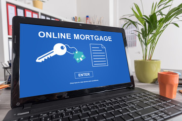 Online mortgage concept on a laptop