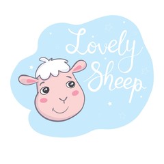 Naklejka premium Cute sheep. Good for holiday card. Flat icon. Vector illustration