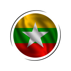 Waving Myanmar flag, the flag of Myanmar, vector illustration