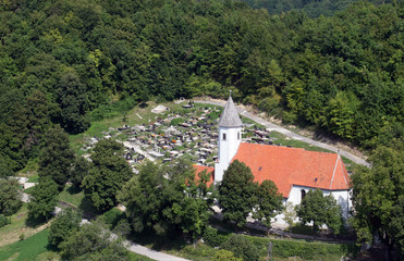 Fototapeta na wymiar Church of Birth of Virgin Mary in Sveta Marija pod Okicem, Croatia