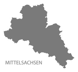 Fototapeta premium Mittelsachsen grey county map of Saxony Germany DE