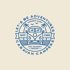 Camping outdoor and adventure logos, badges, labels, emblems, marks and design elements. Graphic Art. Vector Illustration.