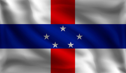 Waving Netherlands Antilles flag, the flag of Netherlands Antilles, vector illustration