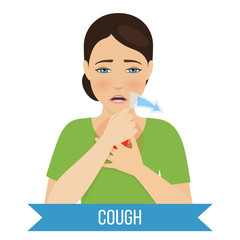 Cough - symptom of cold and flu. Vector