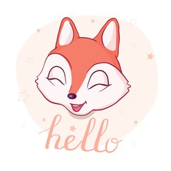 Cute cartoon fox in modern simple flat style.