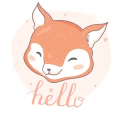 Cute cartoon fox in modern simple flat style.