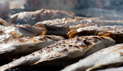 Seafoods that are grilled over charcoal on holidays.