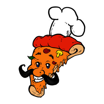 Cute Cartoon Pizza Chef Vector