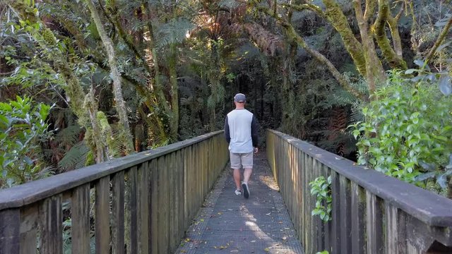 Walking up to Mangapohue Natural Bridge