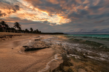 An incredible feeling at the shore of the Atlantic ocean in anticipation of sunset, Cuba