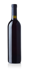 Red wine bottle isolated on white