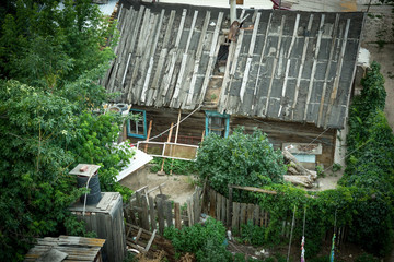 The hole in the roof of local house