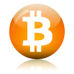 Bitcoin glass button vector illustration