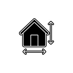 house, size, arrows icon. Simple glyph, flat vector of Real Estate icons for UI and UX, website or mobile application